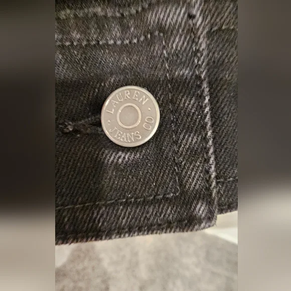 LRL Lauren Jeans Manhatten Denim Black Jean Jacket Womens Size M - Picture 4 of 16